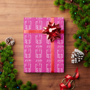 Papier Cadeau Noël pétillant rose