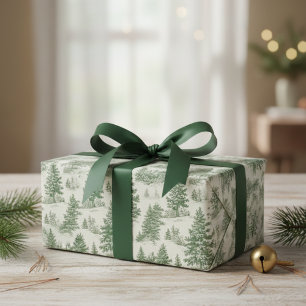Papier Cadeau Noël Pin Sylvestre Moderne Aquarelle