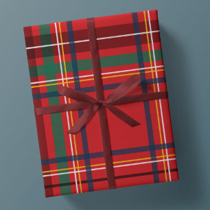 Papier Cadeau Noël plaid classique rouge vacances