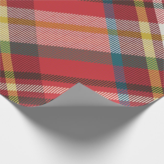 Papier Cadeau Noël plaid rustique rouge (Coin)