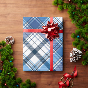 Papier Cadeau Noël Plat Bleu Blanc Vacances