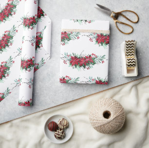 Papier Cadeau Noël Poinsettia Motif botanique