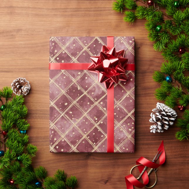 Papier Cadeau Noël Points Rouges Or (Cadeau de vacances)