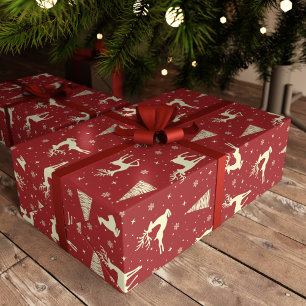 Papier Cadeau Noël Prêter Gold Deer Holiday