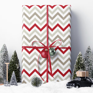 Papier Cadeau Noël Red Tan Chevron