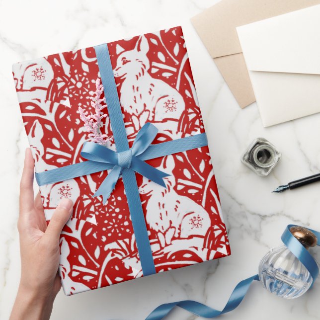 Papier Cadeau Noël Red White Fox Snowflake Woodland hiver (Cadeaux)