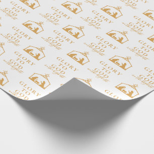 Papier Cadeau Noël religieux minimaliste or moderne