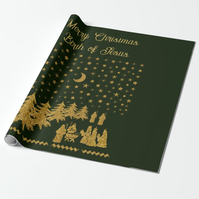 Papier Cadeau Noël religieux, Naissance de Jésus (Déroulé)