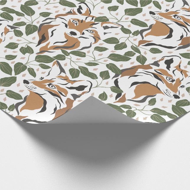 Papier Cadeau Noël Renard de la Forêt à l'Aquarelle Rustique (Coin)