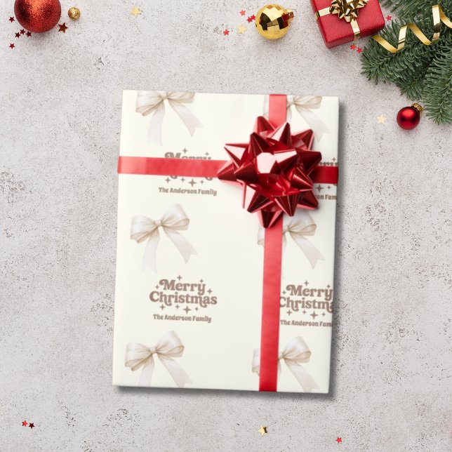 Papier Cadeau Noël rétro ivoire mocha (Créateur téléchargé)