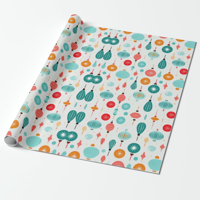 Papier Cadeau Noël Retro Mid Century Moderne MOD (Déroulé)