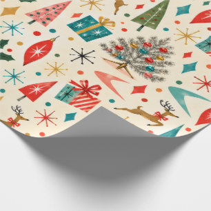 Papier Cadeau Noël Rétro Milieu de Siècle