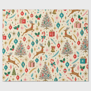 Papier Cadeau Noël Rétro Milieu de Siècle