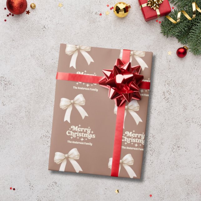 Papier Cadeau Noël rétro Mocha crème (Créateur téléchargé)