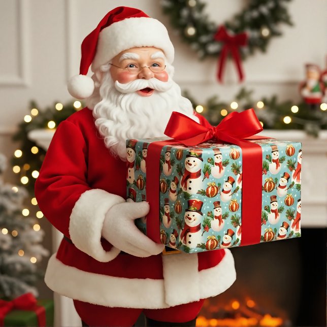 Papier Cadeau Noël Rétro Vintage : Neiges givrées (Créateur téléchargé)