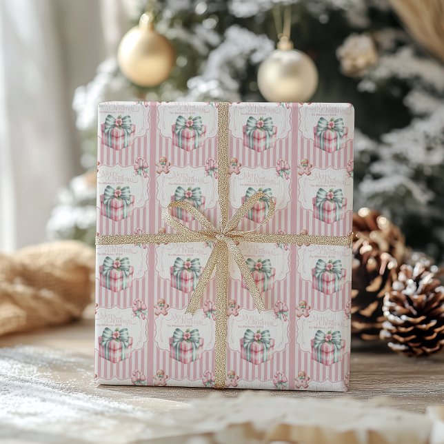 Papier Cadeau Noël rose Coquette (Créateur téléchargé)
