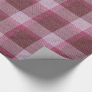Papier Cadeau Noël rose doux de plaid de tartan
