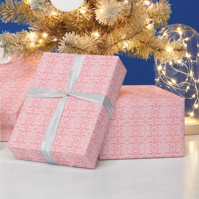 Papier Cadeau Noël rose et blanc (Vacances)