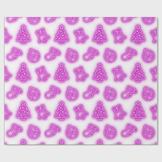 Papier Cadeau Noël rose Neon en blanc