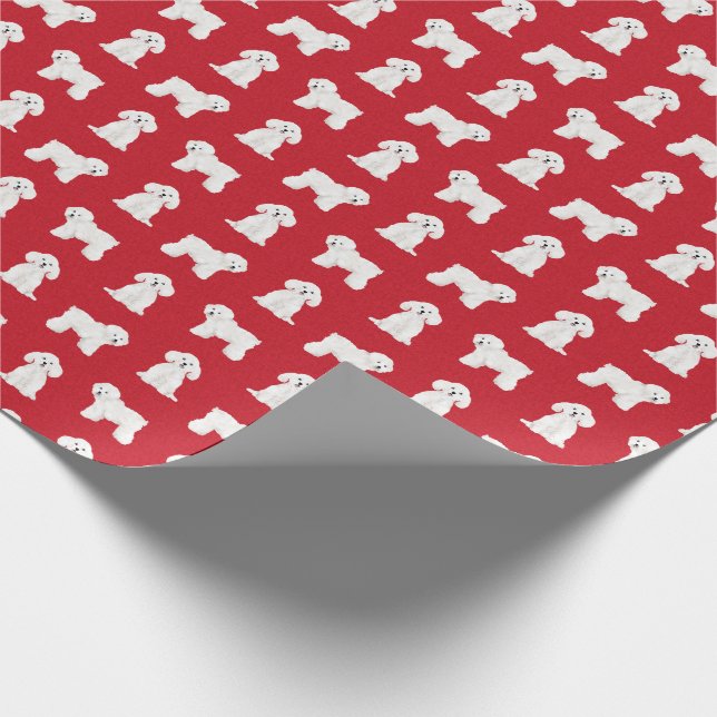Papier Cadeau Noël rouge Bichon Frise (Coin)