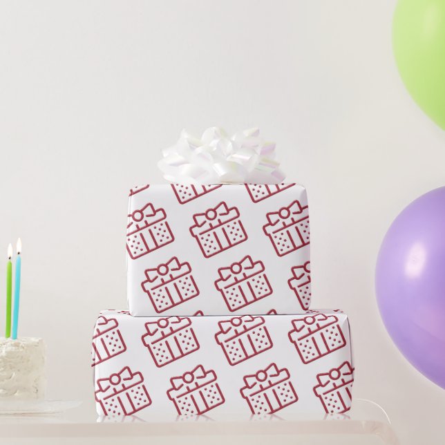 Papier Cadeau Noël Rouge Bow Motif cadeau Blanc (Cadeaux de fête)
