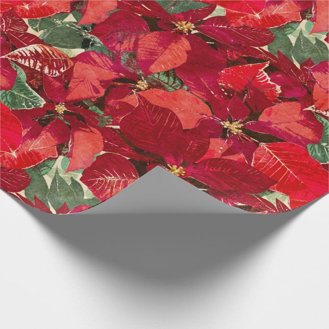 Papier Cadeau Noël rouge de poinsettia (Coin)
