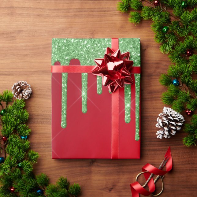 Papier Cadeau Noël rouge et vert (Cadeau de vacances)