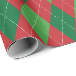 Papier Cadeau Noël Rouge et Vert Argyle Extra Large