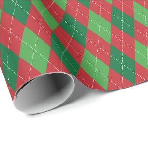 Papier Cadeau Noël Rouge et Vert Grand Argyle