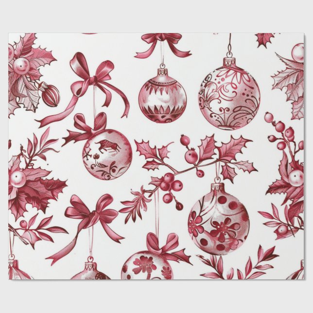 Papier Cadeau Noël Rouge Nostalgique (Plat)