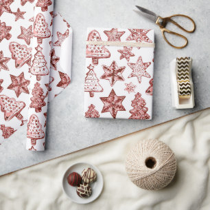 Papier Cadeau Noël Rouge Nostalgique