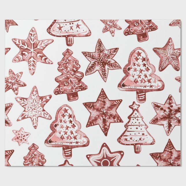 Papier Cadeau Noël Rouge Nostalgique (Plat)