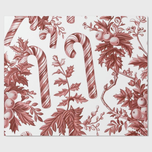 Papier Cadeau Noël Rouge Nostalgique (Plat)