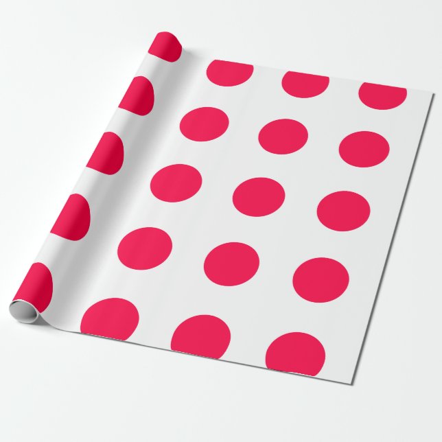 Papier Cadeau Noël Rouge Pois Blanc Modèle Élégant (Déroulé)