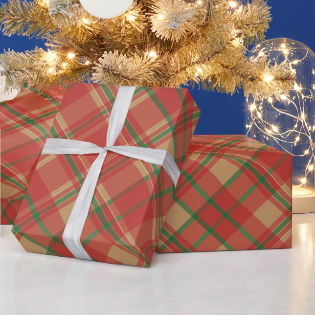 Papier Cadeau Noël rouge vert et doré (Vacances)