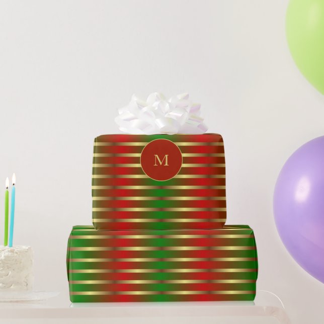 Papier Cadeau Noël Rouge Vert Et Or (Cadeaux de fête)