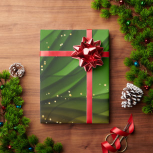 PAPIER CADEAU NOËL ROUGE VERT & OR ABSTRAIT SWIRLS