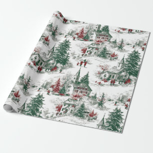 Papier Cadeau Noël Rouge Vert Vintage Nostalgique