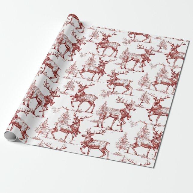 Papier Cadeau Noël Rouge Vintage (Déroulé)