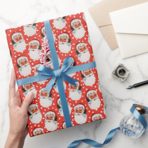 Papier Cadeau Noël rouge Vintage victorien Père Noël
