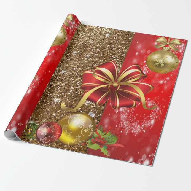 Papier Cadeau Noël Ruban Rouge (Déroulé)