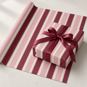Papier Cadeau Noël Rubans Bourguignons Peinture à l'Eau Arbres d