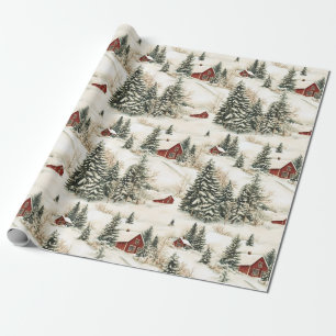Papier Cadeau Noël Russe hiver Woodland Fête de neige