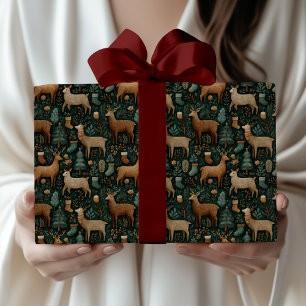 Papier Cadeau Noël Russe Russe Moderne de cerfs et pins