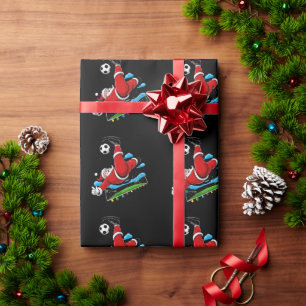 Papier Cadeau Noël Santa Football Kick Vélo Xmas Sports
