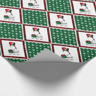 Papier Cadeau Noël Santa Hat Papillon (tri-couleur) Chien mignon