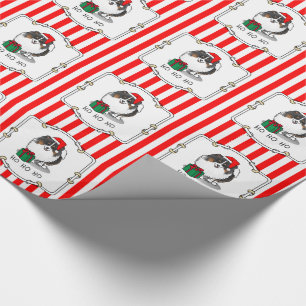 Papier Cadeau Noël Santa Hat Pomeranian (tri-couleur) mignonne