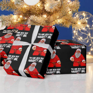PAPIER CADEAU NOËL SANTACLÈS FILLETTE VILAINE