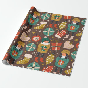 Papier Cadeau Noël scandinave vintage