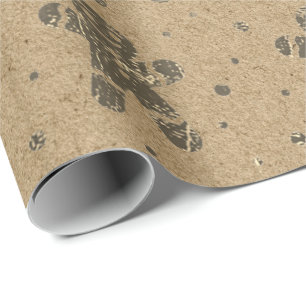 Papier Cadeau Noël Sepia Gold Gingbread Homme Kraft